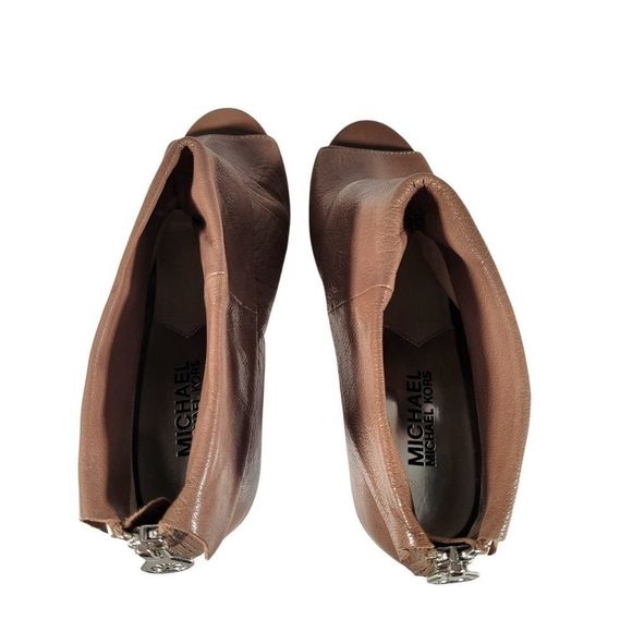 Michael Kors Leather Upper Peep Toe Zip Up Shooties - Picture 7 of 14